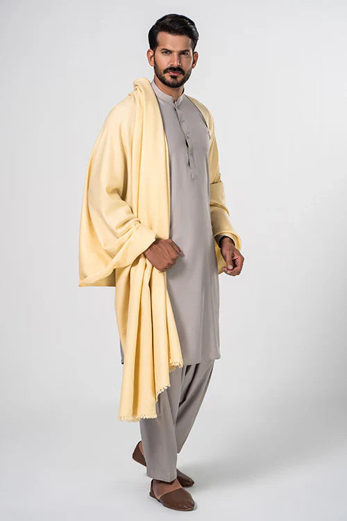 J. Men's Winter Wool Shawl - Cream